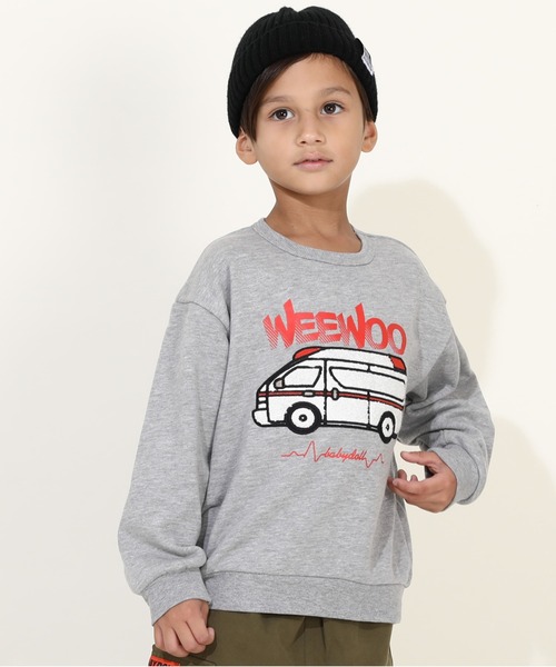 BABYDOLL（ベビードール）の「サガラトレーナー 9753K（スウェット・キッズ・グリーン/ブラック系1/ネイビー/オレンジ/パープル/マスタード/アッシュグレー/チャコールグレー/チェリーピンク/オフホワイト/ブラック系2/イエロー×グリーン・90cm/100cm/110cm/120cm/130cm）」の18枚目の写真