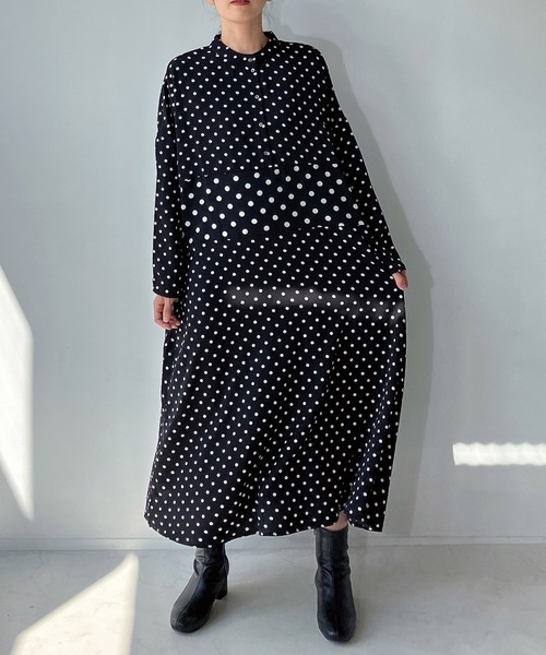 AS KNOW AS plus(アズノゥアズプラス)の「◇ゆるり切り替えミックスワンピ―ス(ワンピース・レディース・グレー系/ネイビー系/ブラック系/グレー系1/ネイビー系1/グリーン系/ネイビー・FREE)」の9枚目の写真