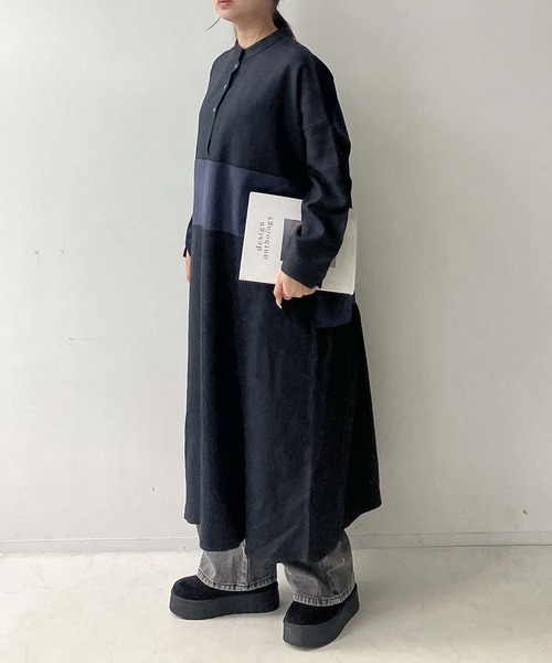 セール】◇ゆるり切り替えミックスワンピ―ス（ワンピース）｜AS KNOW