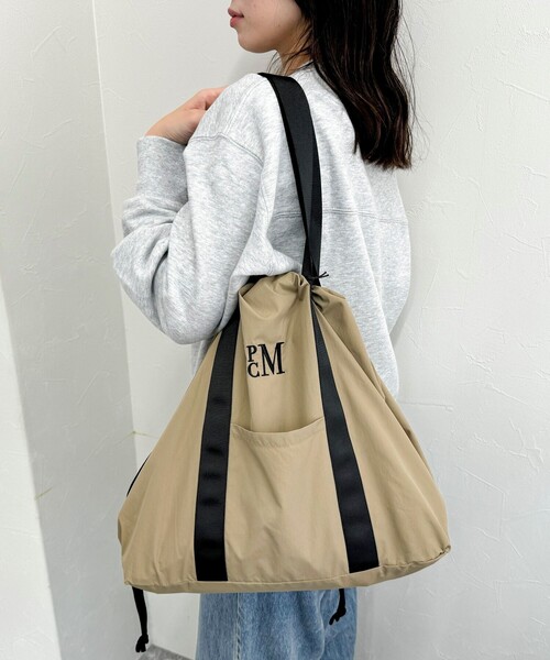PARROTT CANVAS(パロットキャンバス)の「【PARROTT CANVAS/パロットキャンバス】 PCMドロートートバック(トートバッグ・レディース・ブラック/ベージュ・FREE)」の1枚目の写真