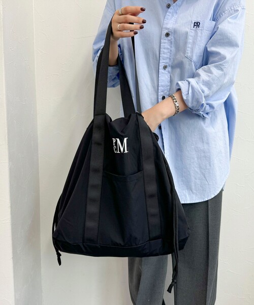 PARROTT CANVAS(パロットキャンバス)の「【PARROTT CANVAS/パロットキャンバス】 PCMドロートートバック(トートバッグ・レディース・ブラック/ベージュ・FREE)」の2枚目の写真