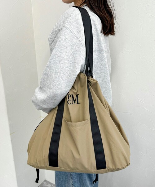 PARROTT CANVAS(パロットキャンバス)の「【PARROTT CANVAS/パロットキャンバス】 PCMドロートートバック(トートバッグ・レディース・ブラック/ベージュ・FREE)」の3枚目の写真