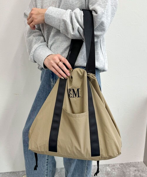 PARROTT CANVAS(パロットキャンバス)の「【PARROTT CANVAS/パロットキャンバス】 PCMドロートートバック(トートバッグ・レディース・ブラック/ベージュ・FREE)」の4枚目の写真