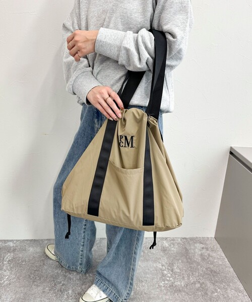 PARROTT CANVAS(パロットキャンバス)の「【PARROTT CANVAS/パロットキャンバス】 PCMドロートートバック(トートバッグ・レディース・ブラック/ベージュ・FREE)」の5枚目の写真