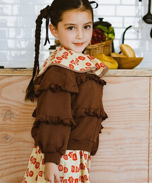 p.premier（ピードットプルミエ）の「フリルデザイントレーナー（スウェット・キッズ・オフホワイト/チャコール/ブラウン・80/90/100/110/120/130/140）」の3枚目の写真