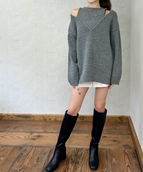 Per sist ence(パーシエンス)の「アルパカタッチアンサンブル風Vネックプルオーバー(ニット/セーター・レディース・ブラウン/アイボリー/ブラック/チャコールグレー・FREE)」の9枚目の写真