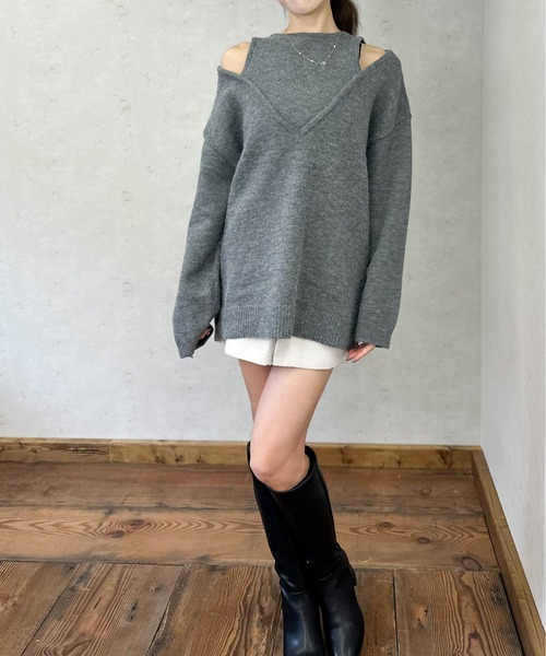 Per sist ence(パーシエンス)の「アルパカタッチアンサンブル風Vネックプルオーバー(ニット/セーター・レディース・ブラウン/アイボリー/ブラック/チャコールグレー・FREE)」の10枚目の写真