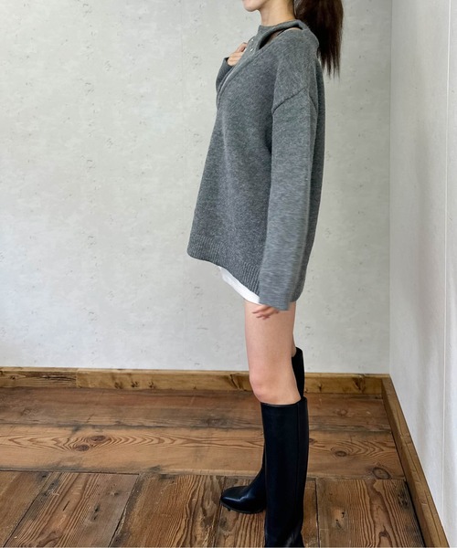 Per sist ence(パーシエンス)の「アルパカタッチアンサンブル風Vネックプルオーバー(ニット/セーター・レディース・ブラウン/アイボリー/ブラック/チャコールグレー・FREE)」の17枚目の写真