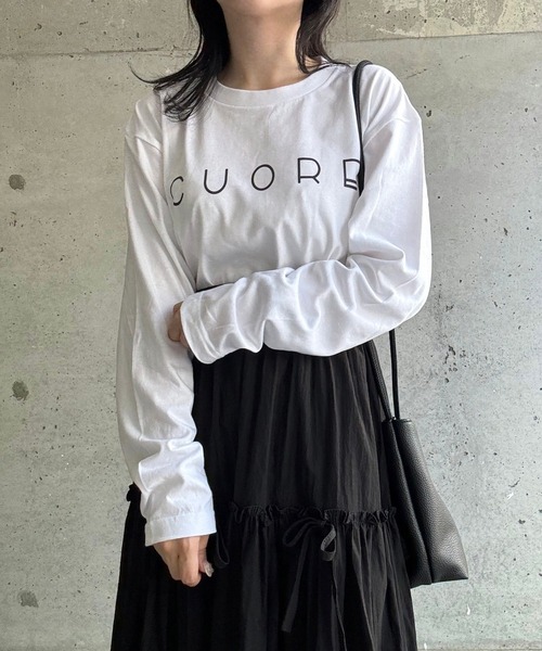 cuorequal(クオレコール)の「CUOREロングTシャツ(Tシャツ/カットソー・レディース・ホワイト・MEDIUM)」の1枚目の写真