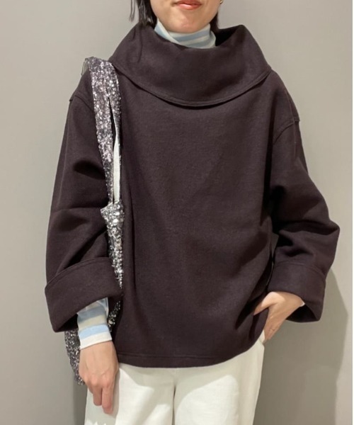 human woman(ヒューマンウーマン)の「◆ウールリング圧縮オフタートルオーバートップス(Tシャツ/カットソー・レディース・ボルドー/グレー・MEDIUM)」の19枚目の写真