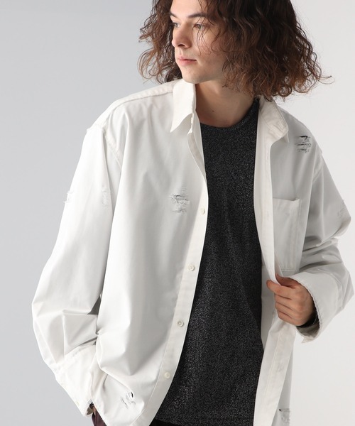 HARE（ハレ）の「ダメージデザインTRシャツ(HARE)（シャツ/ブラウス・メンズ・ホワイト/ブラック/グレー・FREE）」の2枚目の写真