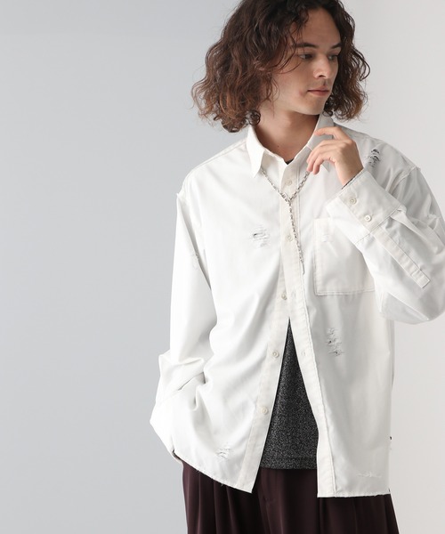 HARE（ハレ）の「ダメージデザインTRシャツ(HARE)（シャツ/ブラウス・メンズ・ホワイト/ブラック/グレー・FREE）」の6枚目の写真