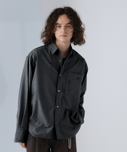 HARE（ハレ）の「ダメージデザインTRシャツ(HARE)（シャツ/ブラウス・メンズ・ホワイト/ブラック/グレー・FREE）」の9枚目の写真