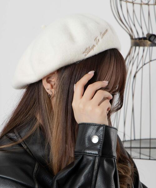 WEGO(ウィゴー)の「WEGO/刺繍ロゴベレー(ハンチング/ベレー帽・レディース・グレー/オフホワイト・FREE)」の4枚目の写真