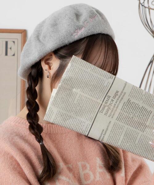 WEGO(ウィゴー)の「WEGO/刺繍ロゴベレー(ハンチング/ベレー帽・レディース・グレー/オフホワイト・FREE)」の6枚目の写真