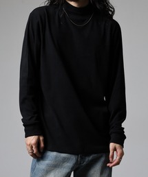 モックネック」に該当するレディースのTシャツ/カットソー（ブラック