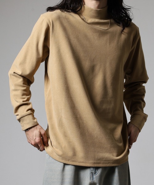 FUNALIVE（ファンアライブ）の「モックネック ストレッチフリース 長袖Tシャツ（Tシャツ/カットソー・メンズ・ブラック/ダークグリーン/キャメル/ダークブラウン/ネイビー/チャコールグレー/カーキ・L/LL/M）」の12枚目の写真