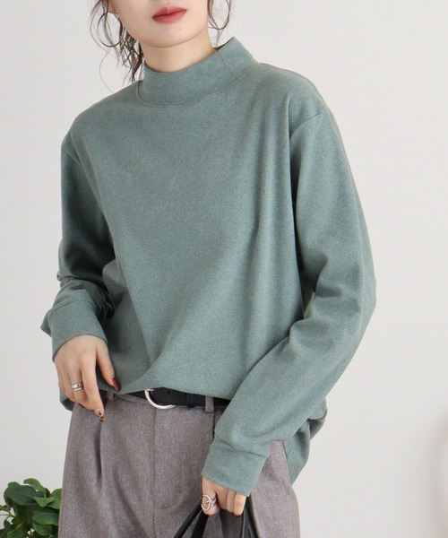 FUNALIVE（ファンアライブ）の「モックネック ストレッチフリース 長袖Tシャツ（Tシャツ/カットソー・メンズ・ブラック/ダークグリーン/キャメル/ダークブラウン/ネイビー/チャコールグレー/カーキ・L/LL/M）」の11枚目の写真