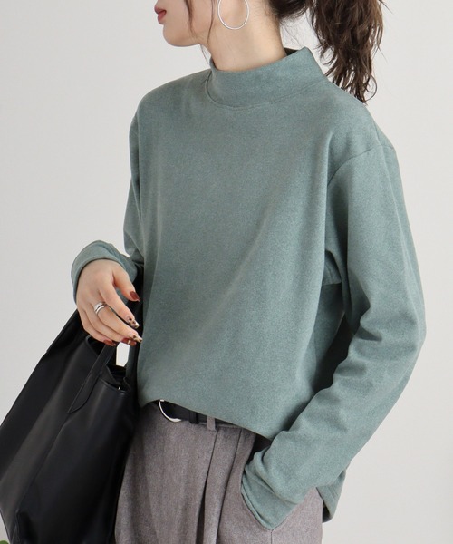 FUNALIVE（ファンアライブ）の「モックネック ストレッチフリース 長袖Tシャツ（Tシャツ/カットソー・メンズ・ブラック/ダークグリーン/キャメル/ダークブラウン/ネイビー/チャコールグレー/カーキ・L/LL/M）」の10枚目の写真