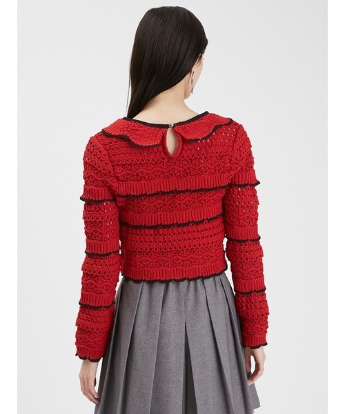 FURFUR(ファーファー)の「スカラップニットトップス(ニット/セーター・レディース・ホワイト/レッド/ブラック・FREE)」の5枚目の写真