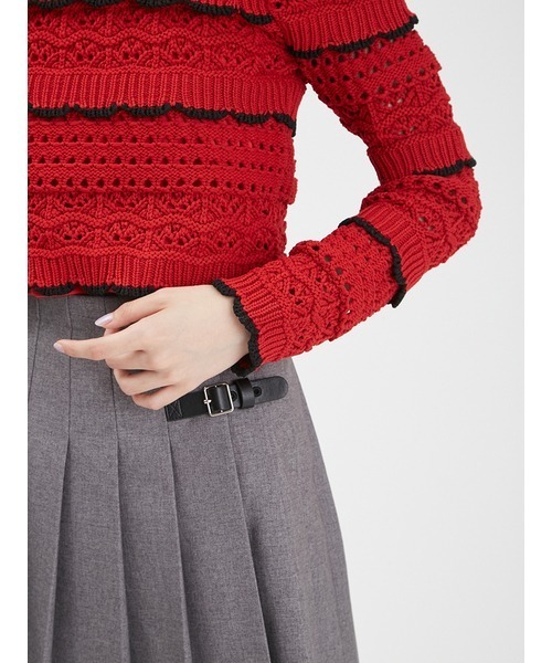 FURFUR(ファーファー)の「スカラップニットトップス(ニット/セーター・レディース・ホワイト/レッド/ブラック・FREE)」の8枚目の写真