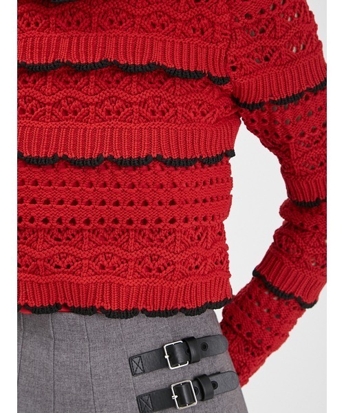 FURFUR(ファーファー)の「スカラップニットトップス(ニット/セーター・レディース・ホワイト/レッド/ブラック・FREE)」の9枚目の写真