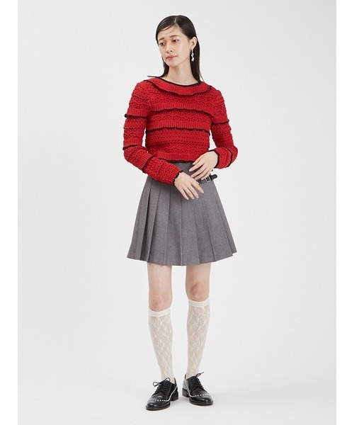 FURFUR(ファーファー)の「スカラップニットトップス(ニット/セーター・レディース・ホワイト/レッド/ブラック・FREE)」の11枚目の写真