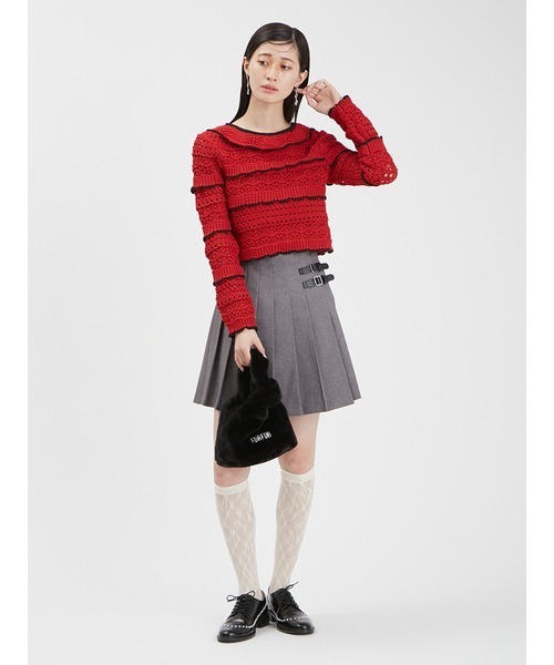 FURFUR(ファーファー)の「スカラップニットトップス(ニット/セーター・レディース・ホワイト/レッド/ブラック・FREE)」の12枚目の写真