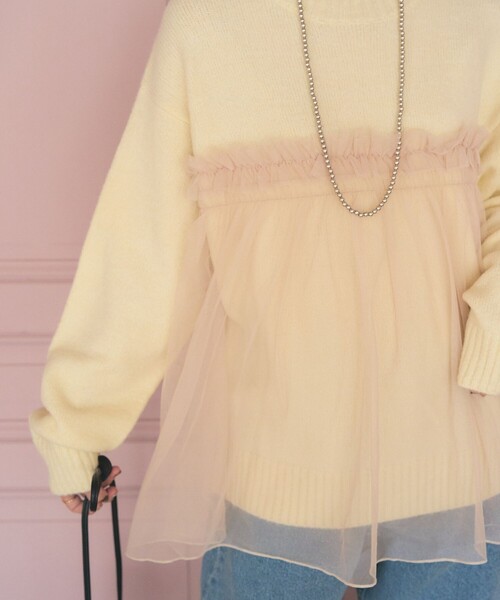 FREAK'S STORE(フリークスストア)の「チュールドッキングニット(ニット/セーター・レディース・ブラック/オフホワイト/グレー・フリ-)」の11枚目の写真