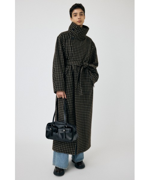 MOUSSY(マウジー)の「STANDCOLLAR PLAID コクーンコート(チェスターコート・レディース・ブラウン系その他・1/2)」の3枚目の写真