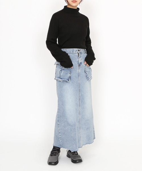 PUNYUS(プニュズ)の「タートルネックリブニット(ニット/セーター・レディース・サックスブルー/ライトピンク/グレー/ブラック・1/2/3/4)」の6枚目の写真