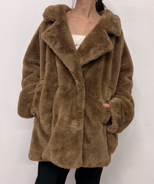 byYOUANCE（バイユアンス）の「エコファーバルーンコート（その他アウター・レディース・ベージュ/ブラウン・FREE）」の9枚目の写真