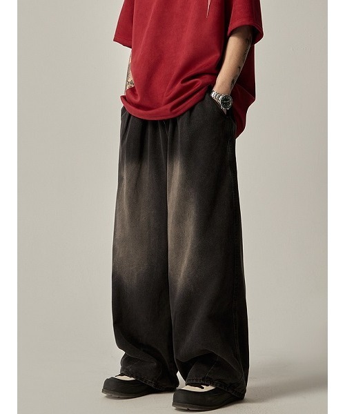 【セール】◆Bling leads◆エイジング加工 ワイドバギー デニムパンツ（デニムパンツ）｜Bling Leads（ブリングリーズ）