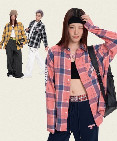 オーバーサイズバックプリントチェック柄シャツ（シャツ/ブラウス）｜Ressaca（レサーカ）
