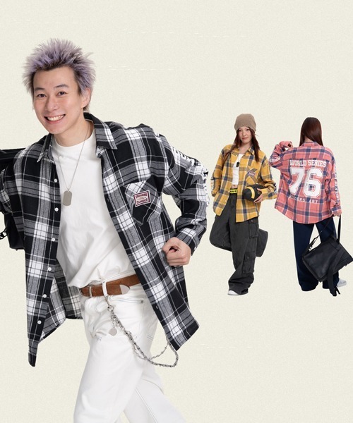 オーバーサイズバックプリントチェック柄シャツ（シャツ/ブラウス）｜Ressaca（レサーカ）