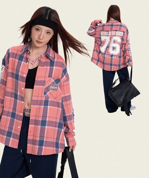 オーバーサイズバックプリントチェック柄シャツ（シャツ/ブラウス）｜Ressaca（レサーカ）
