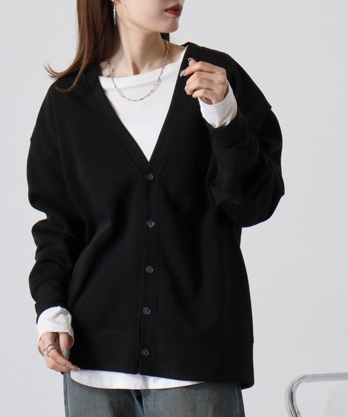 FUNALIVE(ファンアライブ)の「Fleece lining plain cardigan / 裏起毛 無地カーディガン unisex(カーディガン/ボレロ・メンズ・ブラック/オートミール/ヘザーチャコール/グレイッシュベージュ・M/L/XL)」の1枚目の写真