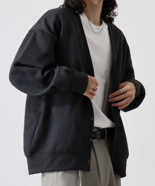 FUNALIVE(ファンアライブ)の「Fleece lining plain cardigan / 裏起毛 無地カーディガン unisex(カーディガン/ボレロ・メンズ・ブラック/オートミール/ヘザーチャコール/グレイッシュベージュ・M/L/XL)」の11枚目の写真