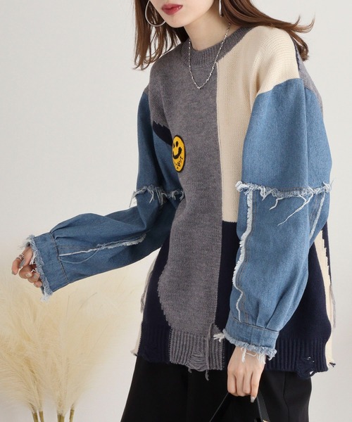 人気ブランド＊【スミ・スタイル】コンビコート/デニム/ニット/切り替え STYLEMIXER（スタイルミキサー）公式通販サイト