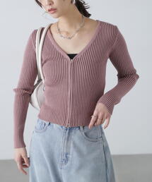 FREE'S MART | ◇フロントジップリブVネックニット(ニット/セーター)