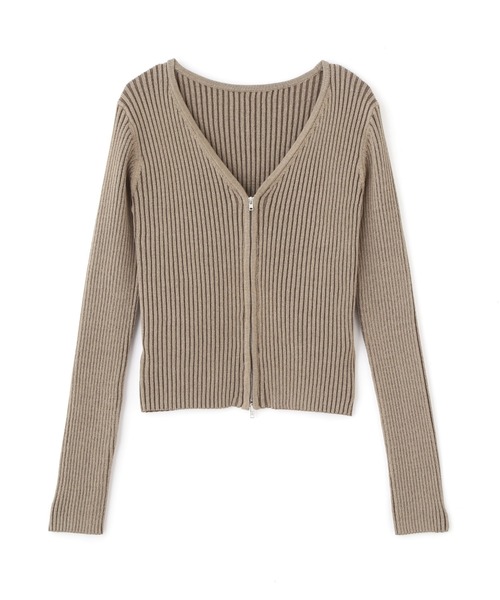 FREE'S MART(フリーズマート)の「◇フロントジップリブVネックニット(ニット/セーター・レディース・カーキ/グレー/ホワイト/ピンク・FREE)」の21枚目の写真