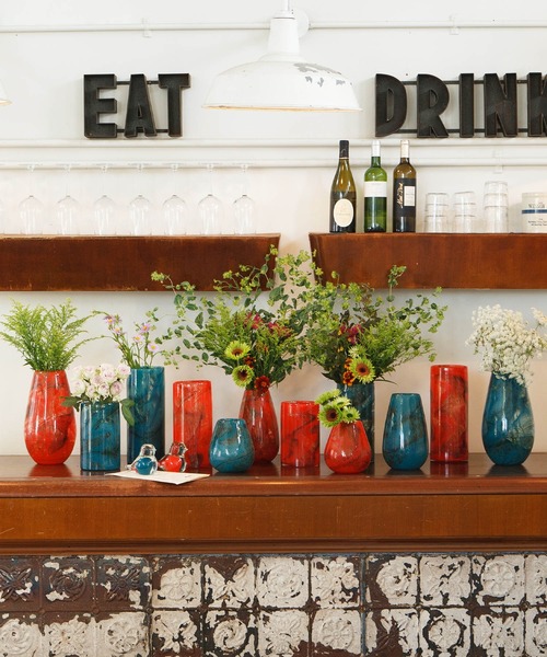 DULTON（ダルトン）の「GLASS VASE 220 CIELO/マーブル柄 フラワーベース M（フラワーベース・メンズ・ブルー/オレンジ・MEDIUM）」の13枚目の写真