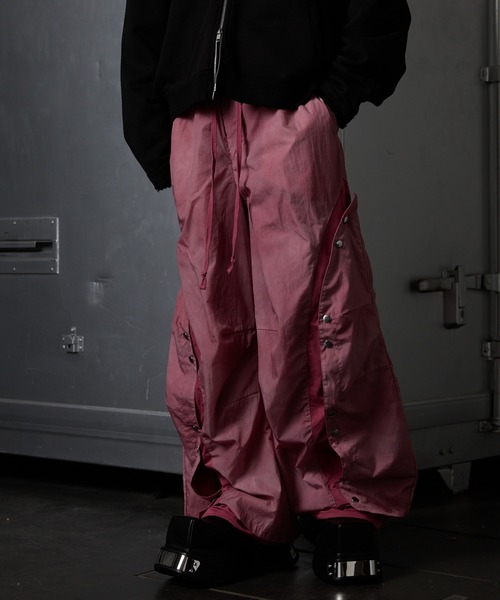 【試着のみ】 GRANCY ボダンレイヤードデザインナイロンパンツ GRANCY】Button Layered Design Nylon Pants / ボタンレイヤード