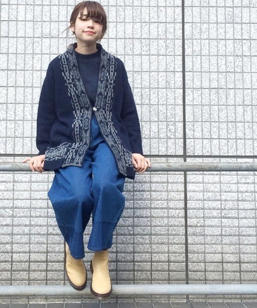 Kastane（カスタネ）の「ジャガード柄ポンチョ（カーディガン/ボレロ・レディース・アイボリー/ネイビー・FREE）」の12枚目の写真