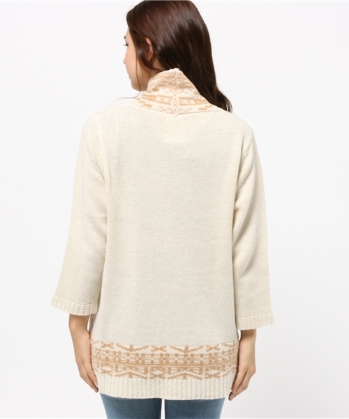 Kastane（カスタネ）の「ジャガード柄ポンチョ（カーディガン/ボレロ・レディース・アイボリー/ネイビー・FREE）」の5枚目の写真