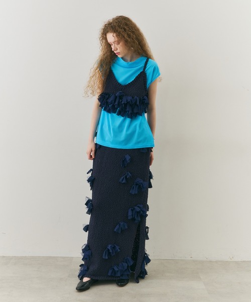 メニーリボンサマーニットIラインスカートII J1U by LA BELLE ETUDE スカート メニーリボンニットIラインスカートII