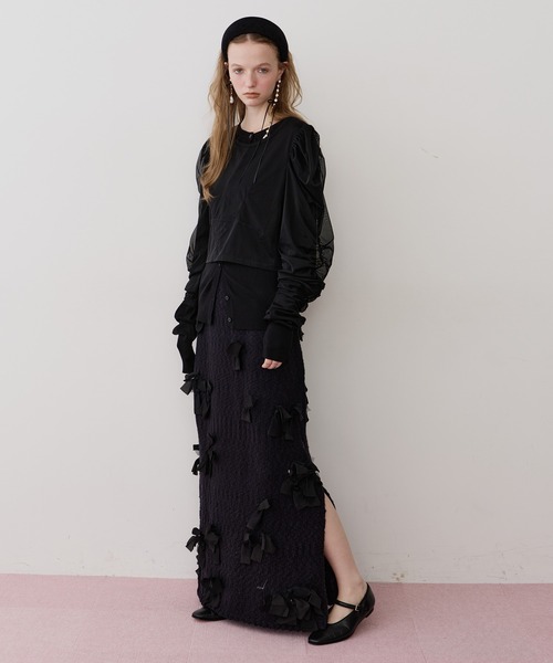 メニーリボンニットIラインスカートⅡ【セットアップ対応】（スカート