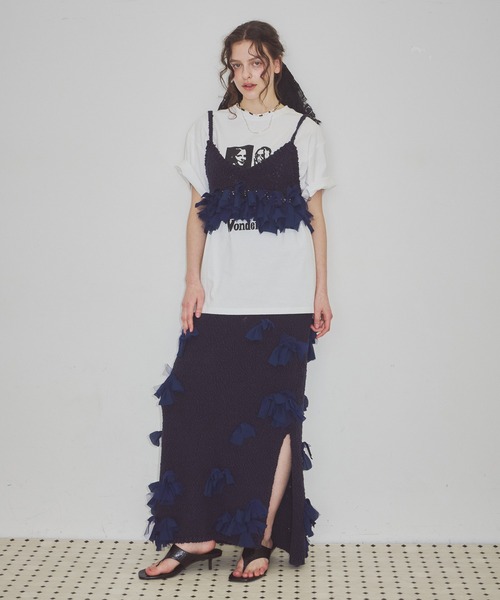 メニーリボンニットIラインスカートⅡ【セットアップ対応】（スカート