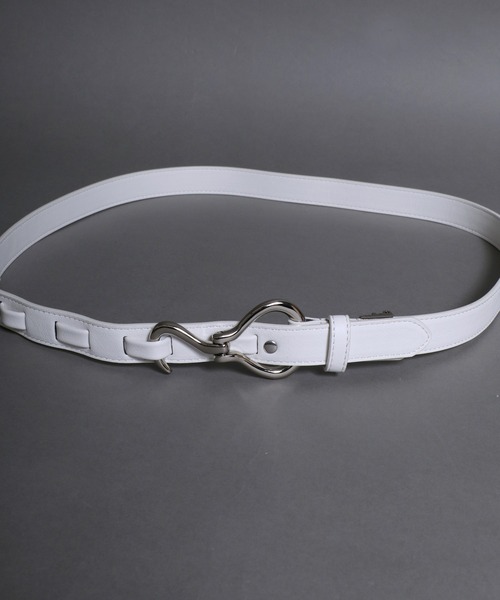 SITRY(シトリー)の「Hook Buckle Belt/フックバックル 25mm シンセティックレザーベルト(ベルト・メンズ・ホワイト/ブラック/ダークブラウン・FREE)」の4枚目の写真