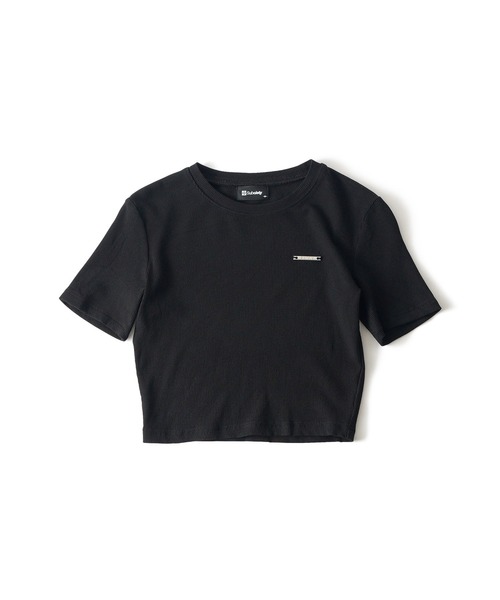 Subciety(サブサエティ)の「Brass logo rib tops【WOMEN】(Tシャツ/カットソー・レディース・ホワイト/ブラック・SMALL/MEDIUM)」の3枚目の写真